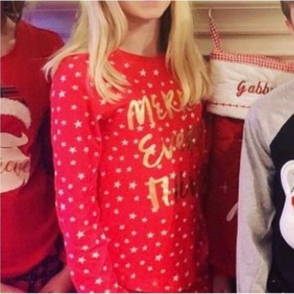 Red Kids Pajamas- Merry Every Thing!  Max & Olivia ❤️ - Picture 2 of 5